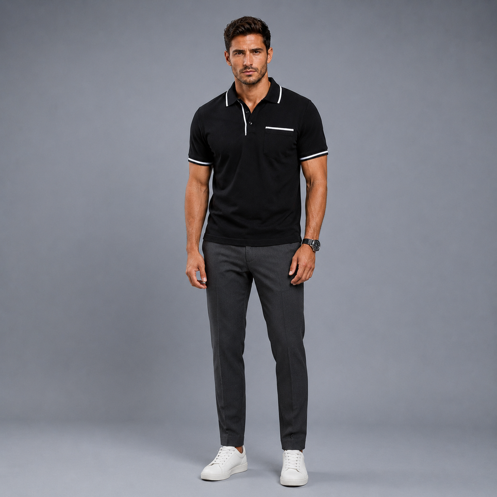 Men's Lightweight Loose Button-Down Polo Shirt