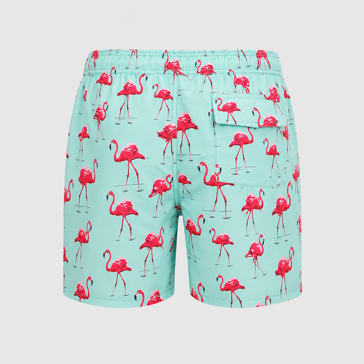 Men's Green Flamingo Quick-Dry Swim Shorts