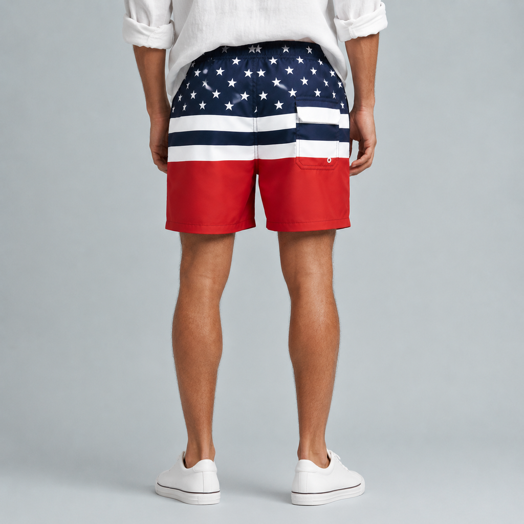 Men's American Flag Quick-Dry Swim Shorts