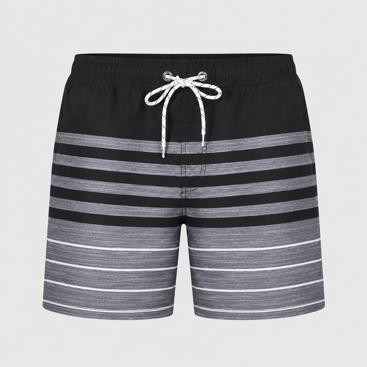 Men's Black Stripe Quick-Dry Swim Shorts