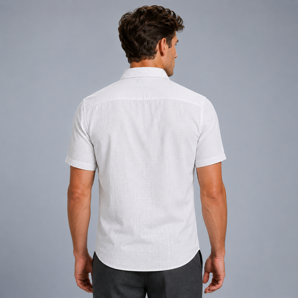 Men's Cotton Short Sleeve Pocket Button-Down Shirt