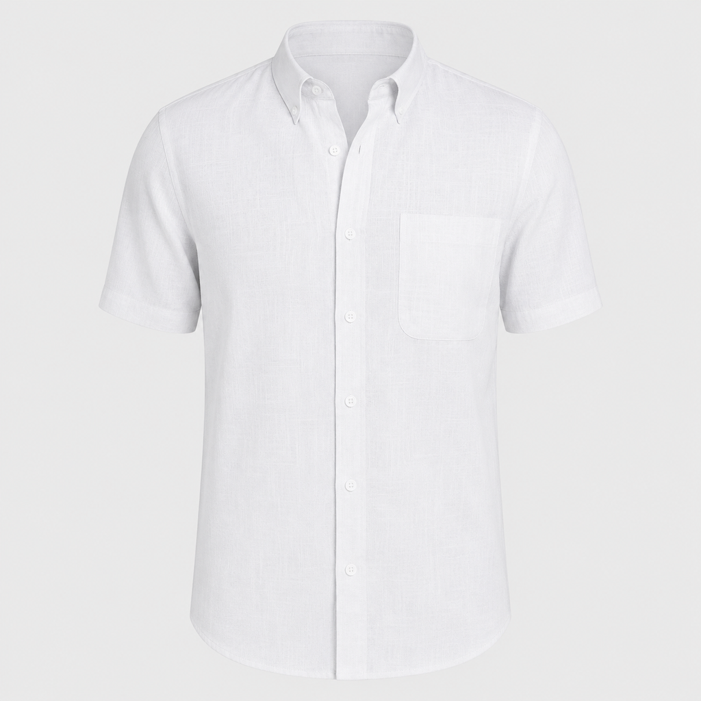 Men's Cotton Short Sleeve Pocket Button-Down Shirt