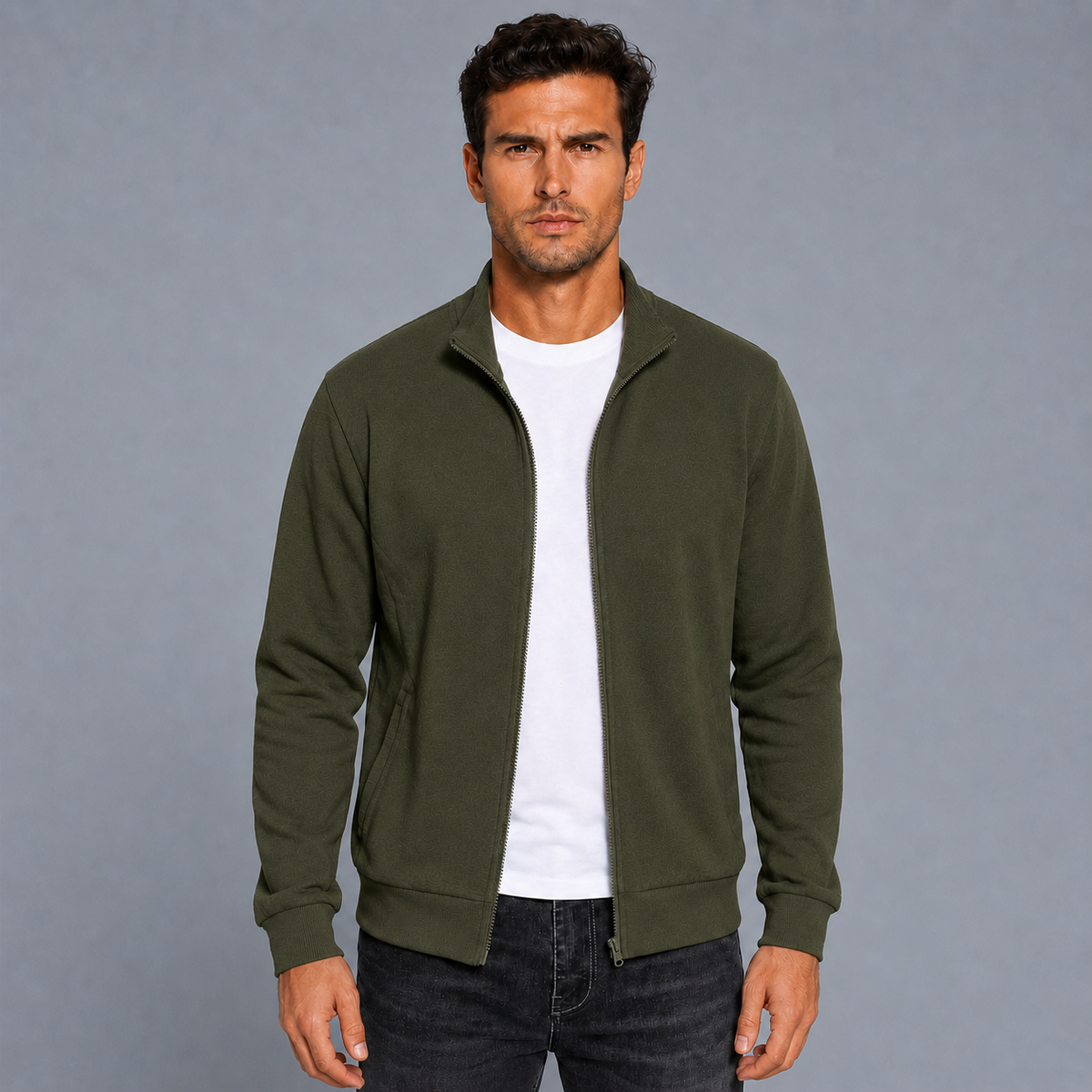 Men's Zip-Up Long Sleeve Sweatshirt Jacket