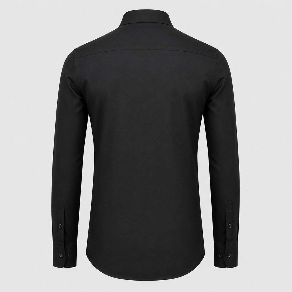 Men's Slim Fit Long Sleeve Black Shirt