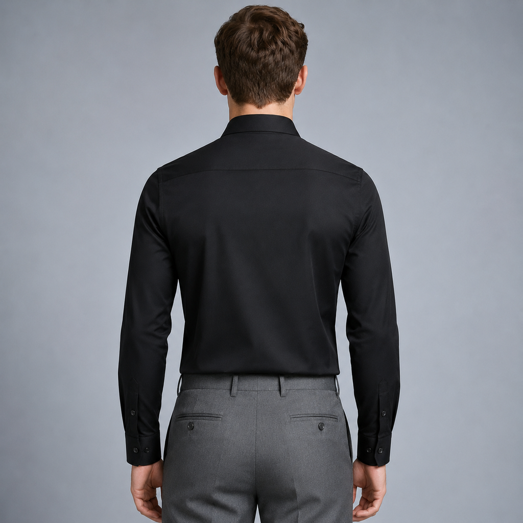 Men's Slim Fit Long Sleeve Black Shirt