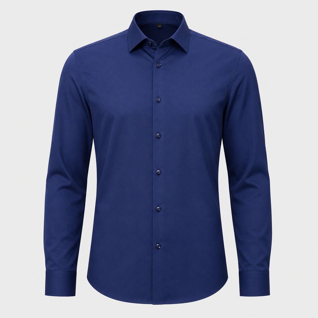 Men's Slim Fit Long Sleeve Navy Blue Shirt