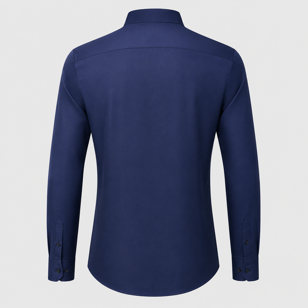 Men's Slim Fit Long Sleeve Navy Blue Shirt