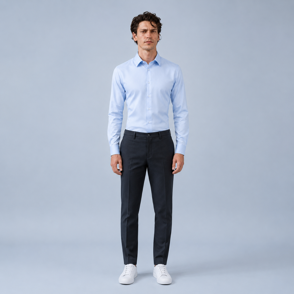 Men's Slim Fit Long Sleeve Light Blue Shirt
