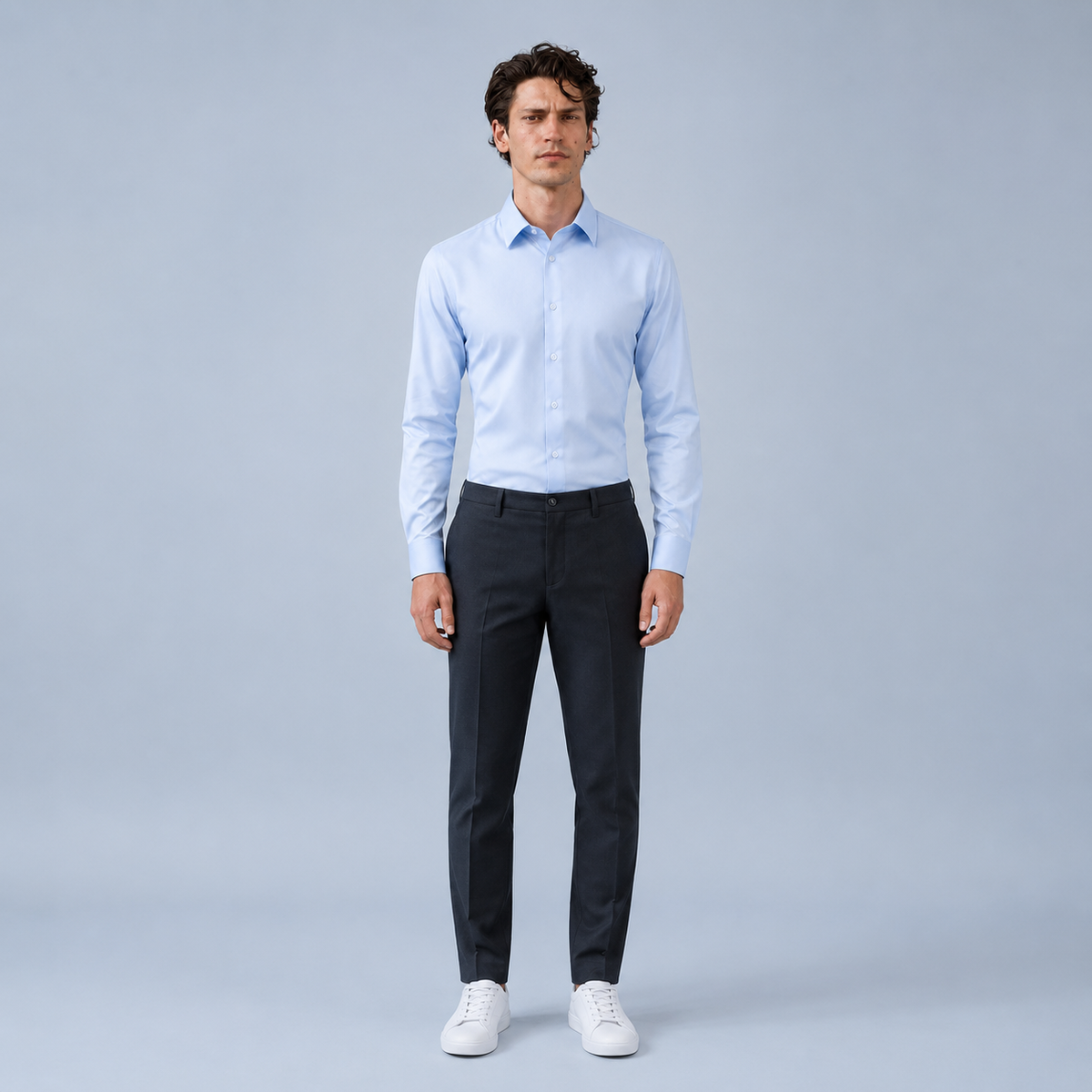 Men's Slim Fit Long Sleeve Light Blue Shirt