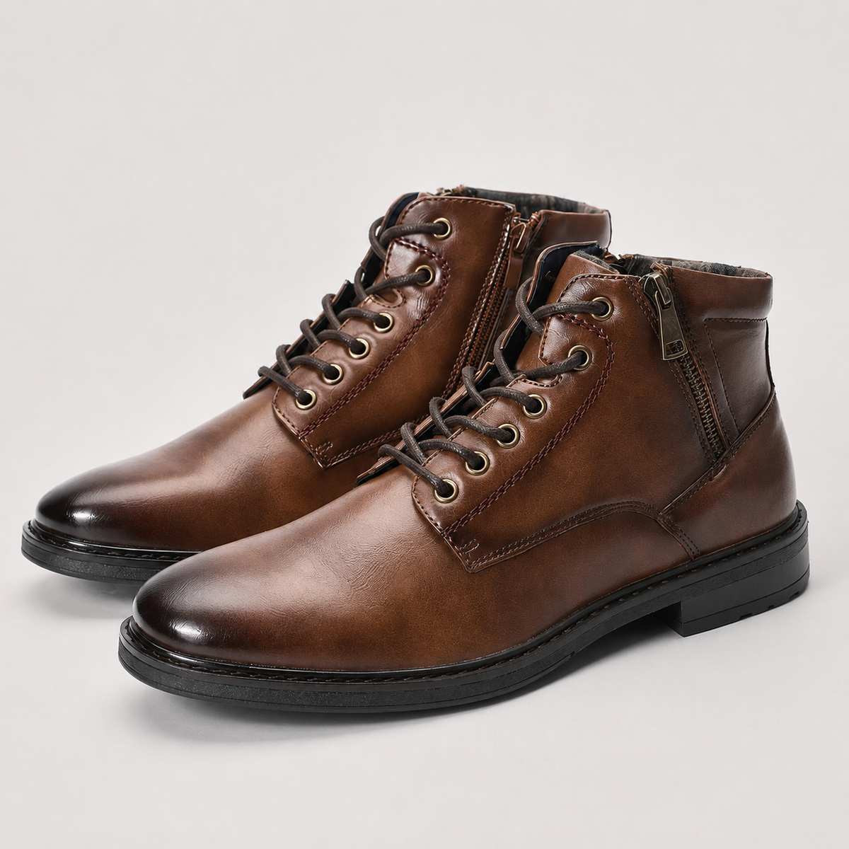 Men's Zip Lace-Up Smart Ankle Boots