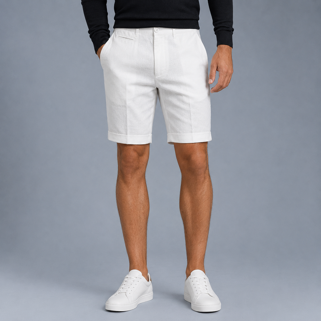 Men's Linen Straight Fit Knee Length Shorts