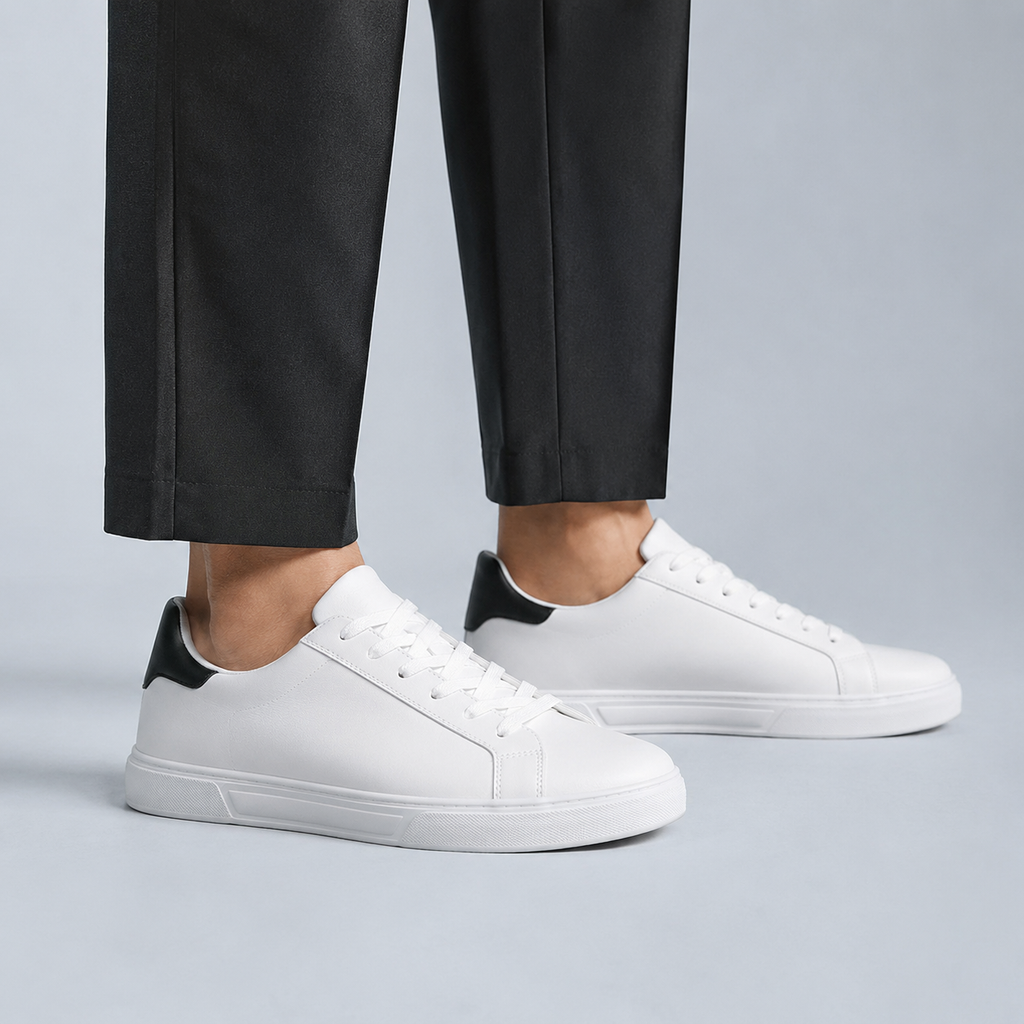Men's PU Leather Smart Casual White Sneakers