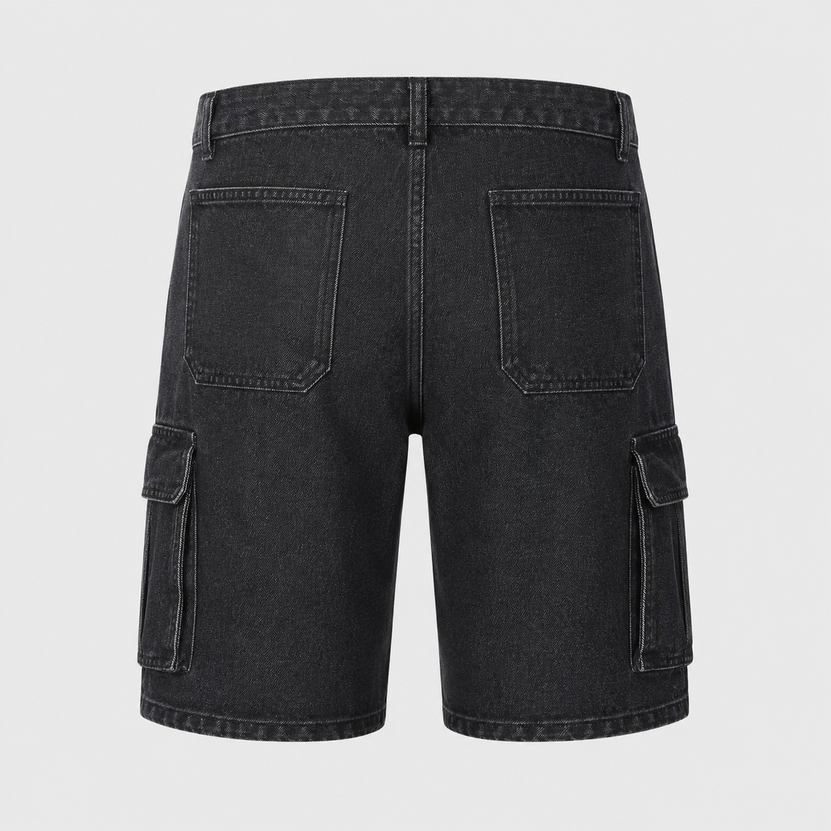 Men's black denim cargo shorts