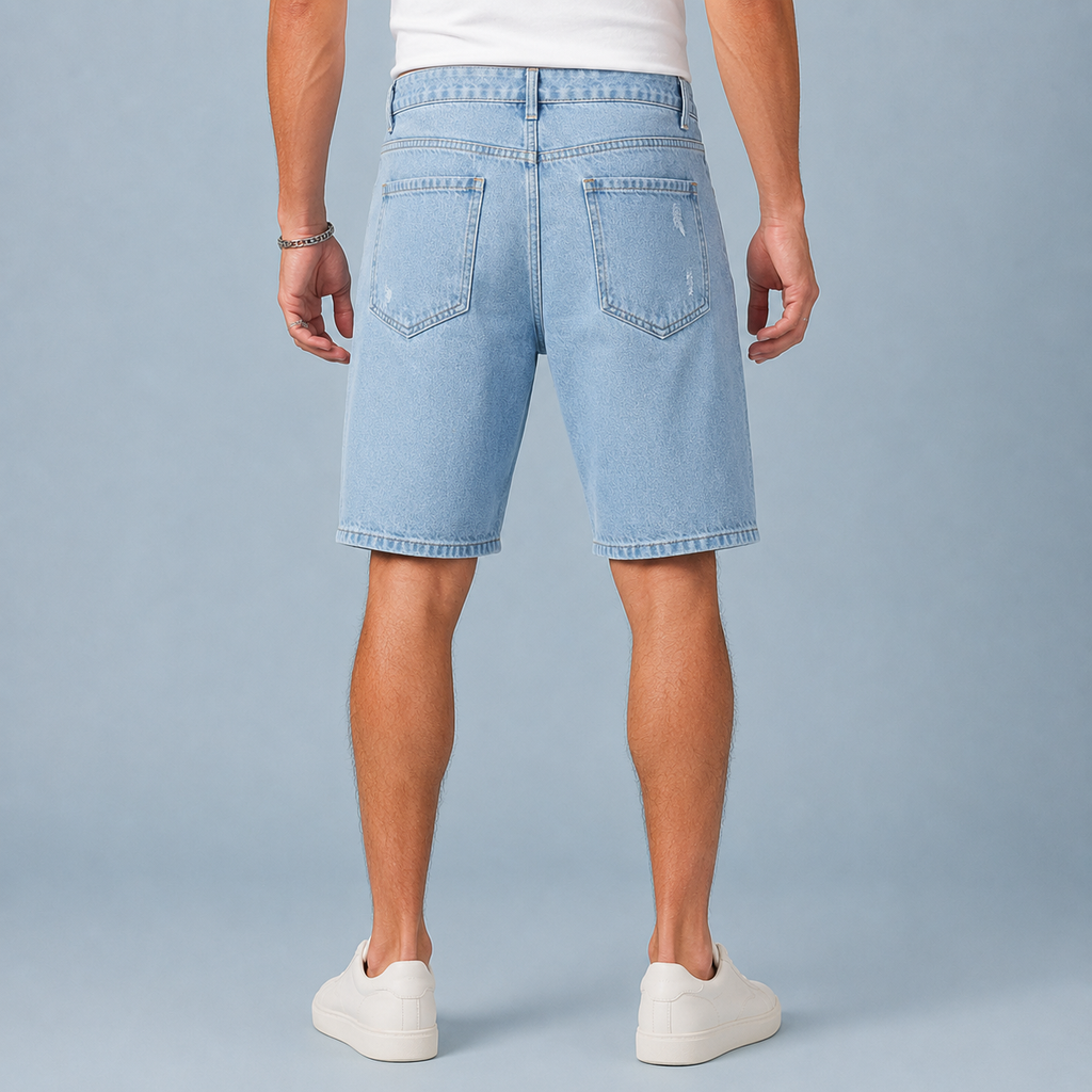Men's Distressed Loose Straight Denim Shorts