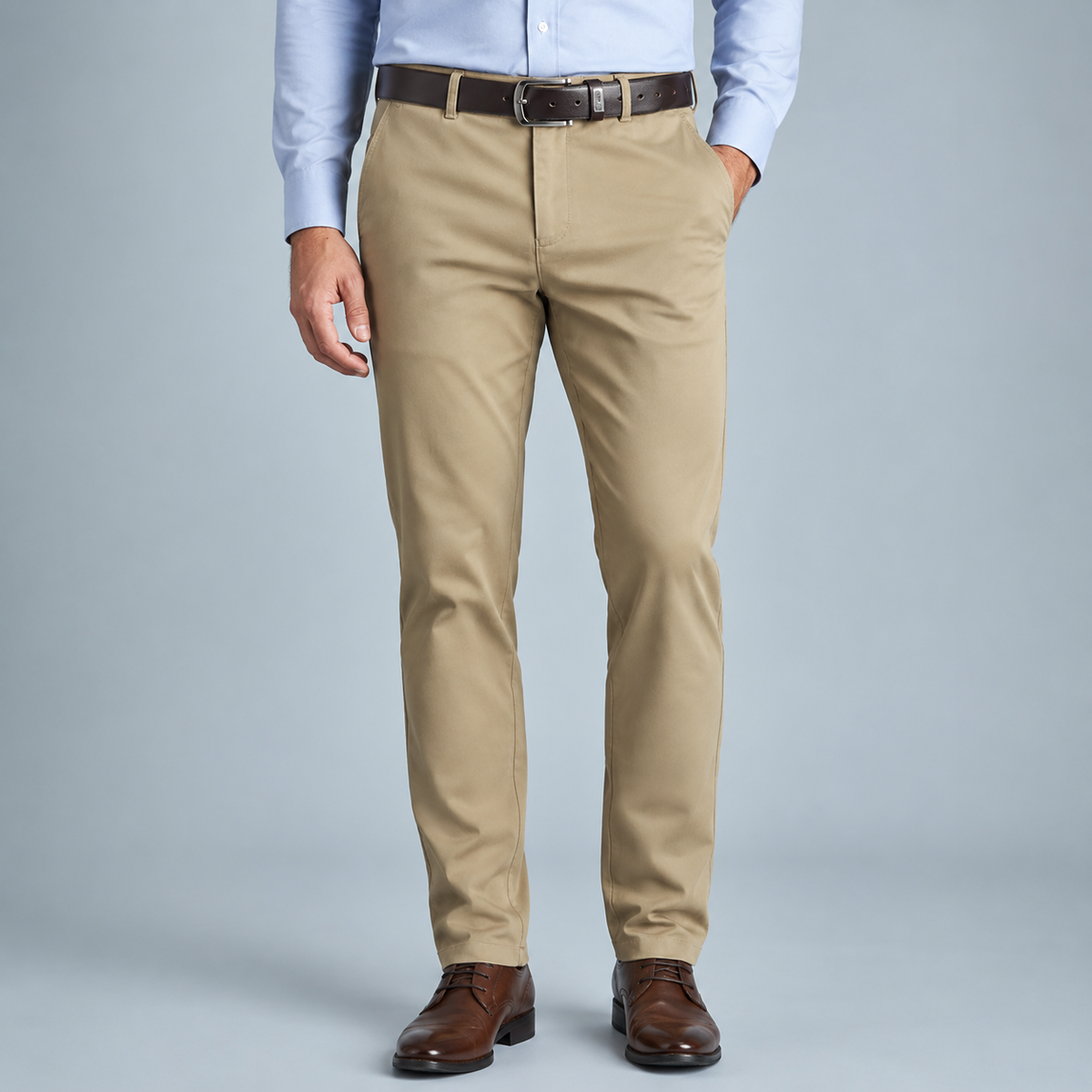 Men's Cotton High Waist Straight Leg Trousers
