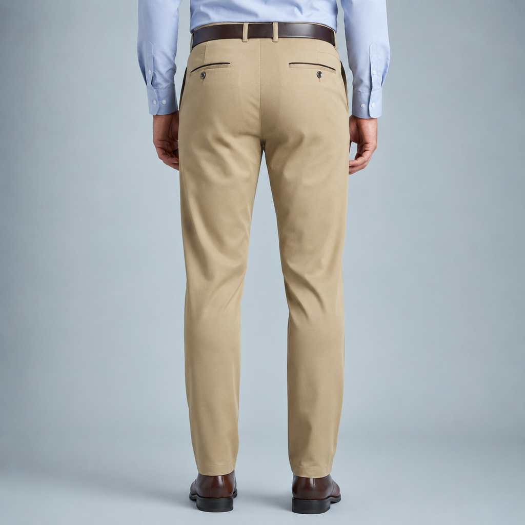 Men's Cotton High Waist Straight Leg Trousers