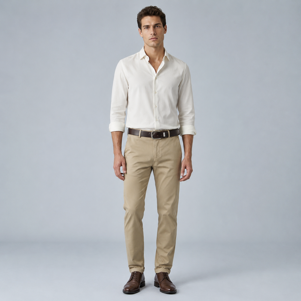 Men's Cotton High Waist Straight Leg Trousers