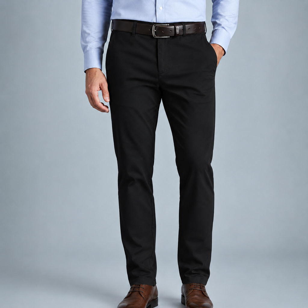 Men's Cotton High Waist Straight Leg Trousers