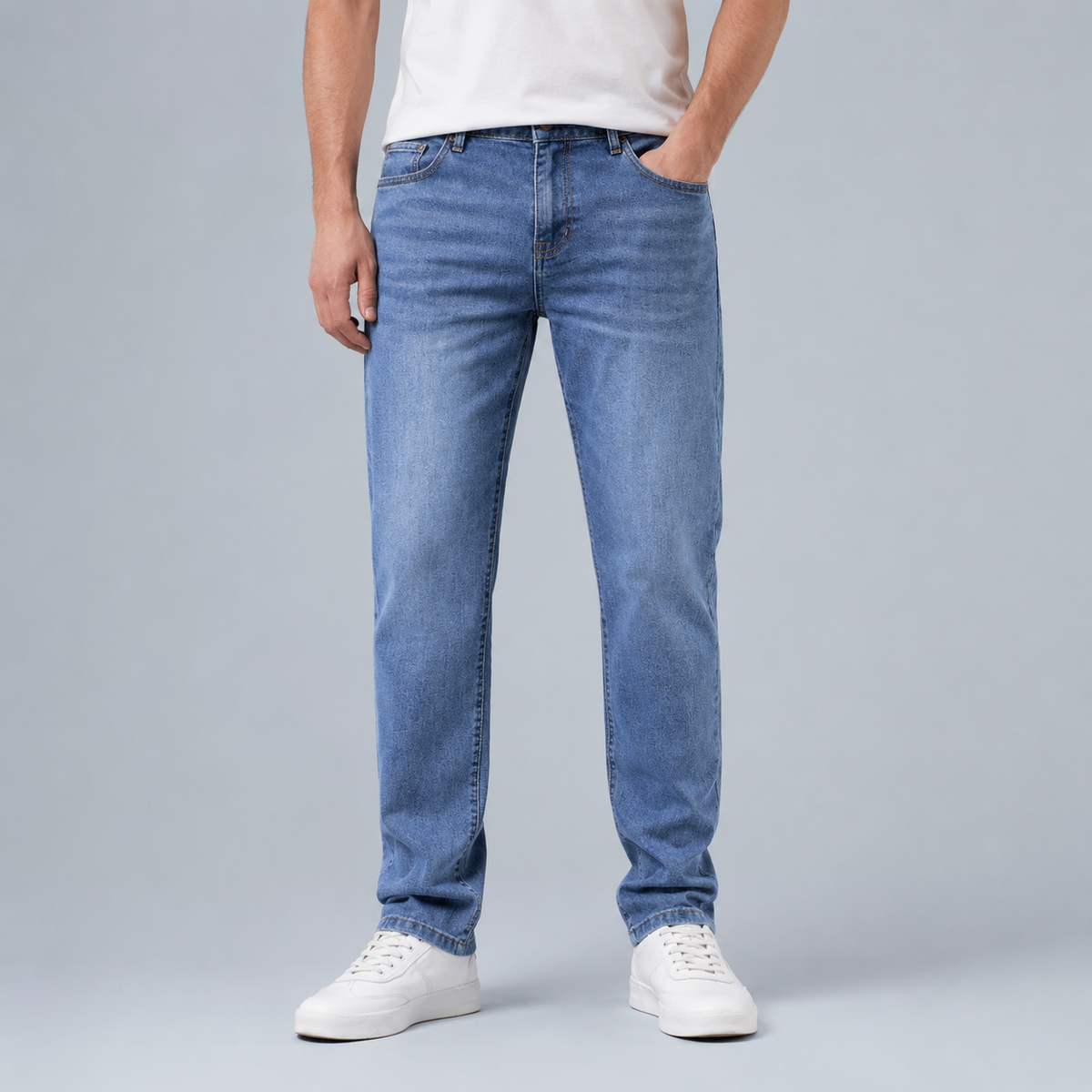 Men's Slim Straight Elastic Cotton Jeans