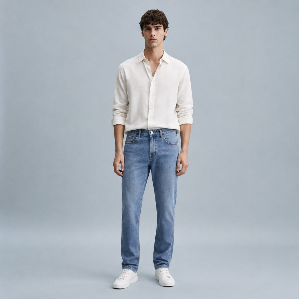 Men's Slim Straight Elastic Cotton Jeans