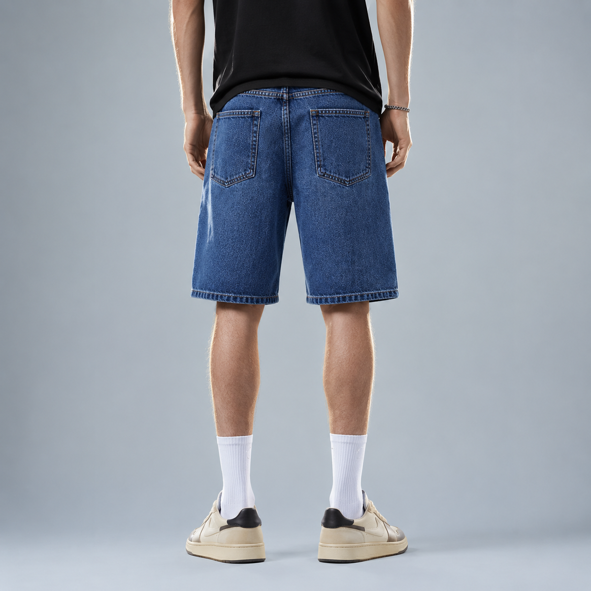 Men's Straight Stretch Denim Knee Length Shorts