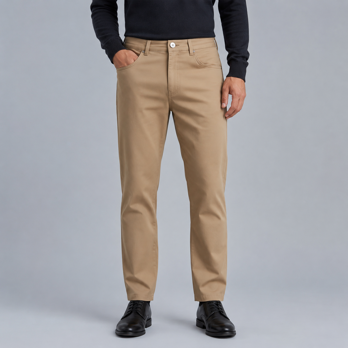 Men's Slim Fit Cotton Formal Zip Pocket Trousers