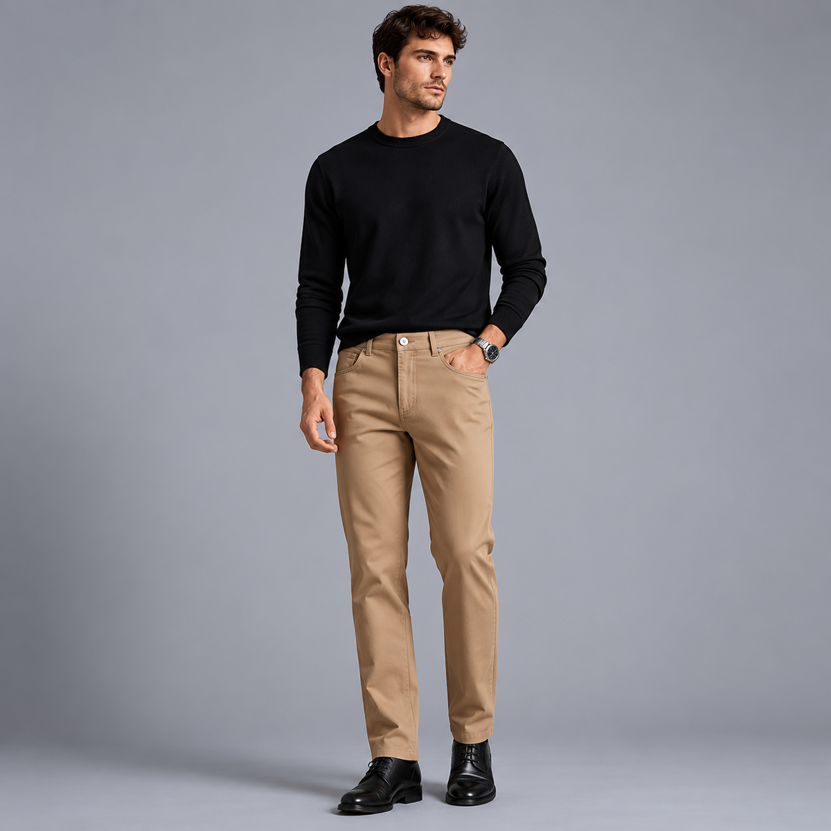 Men's Slim Fit Cotton Formal Zip Pocket Trousers