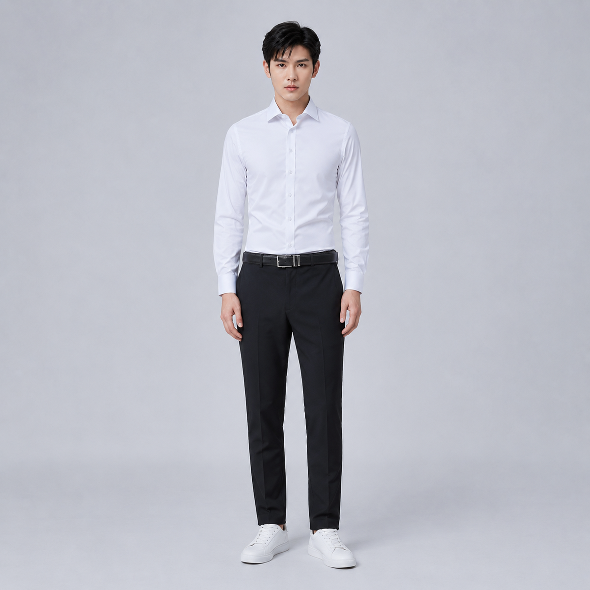 Men's Slim Fit Long Sleeve White Shirt