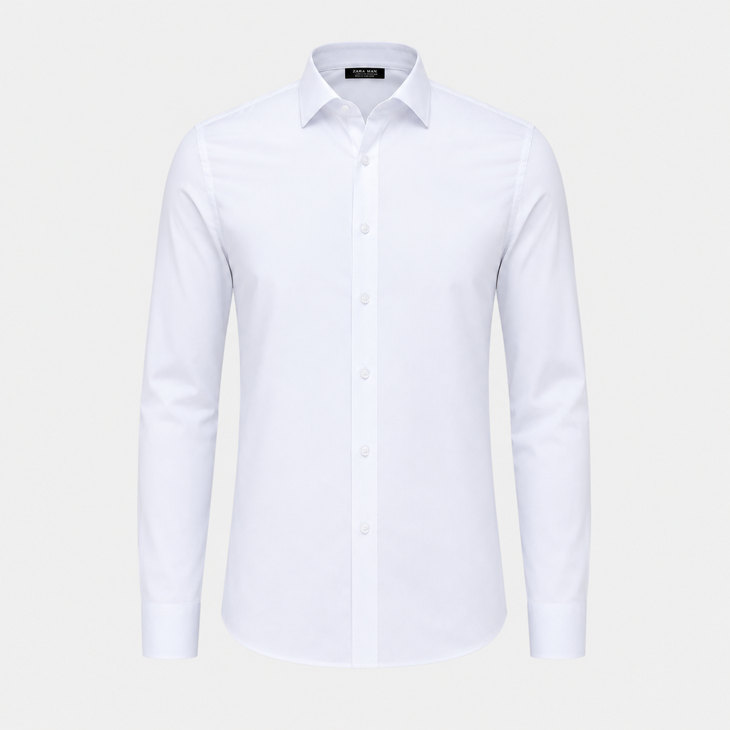Men's Slim Fit Long Sleeve White Shirt