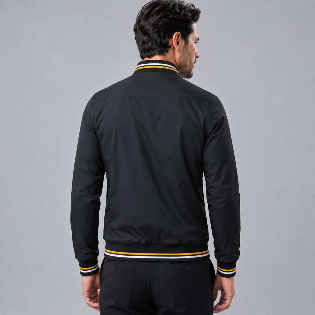 Men's Slim Fit Solid Bomber Baseball Jacket