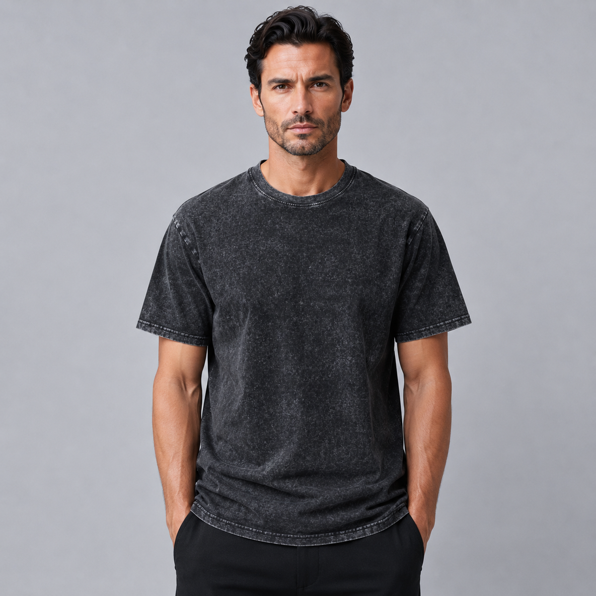 Men's 100% Cotton Wash Crew Neck T-Shirt