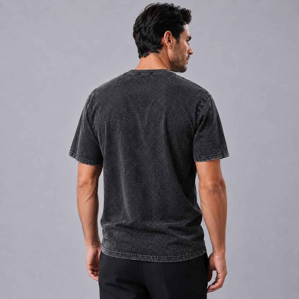 Men's 100% Cotton Wash Crew Neck T-Shirt