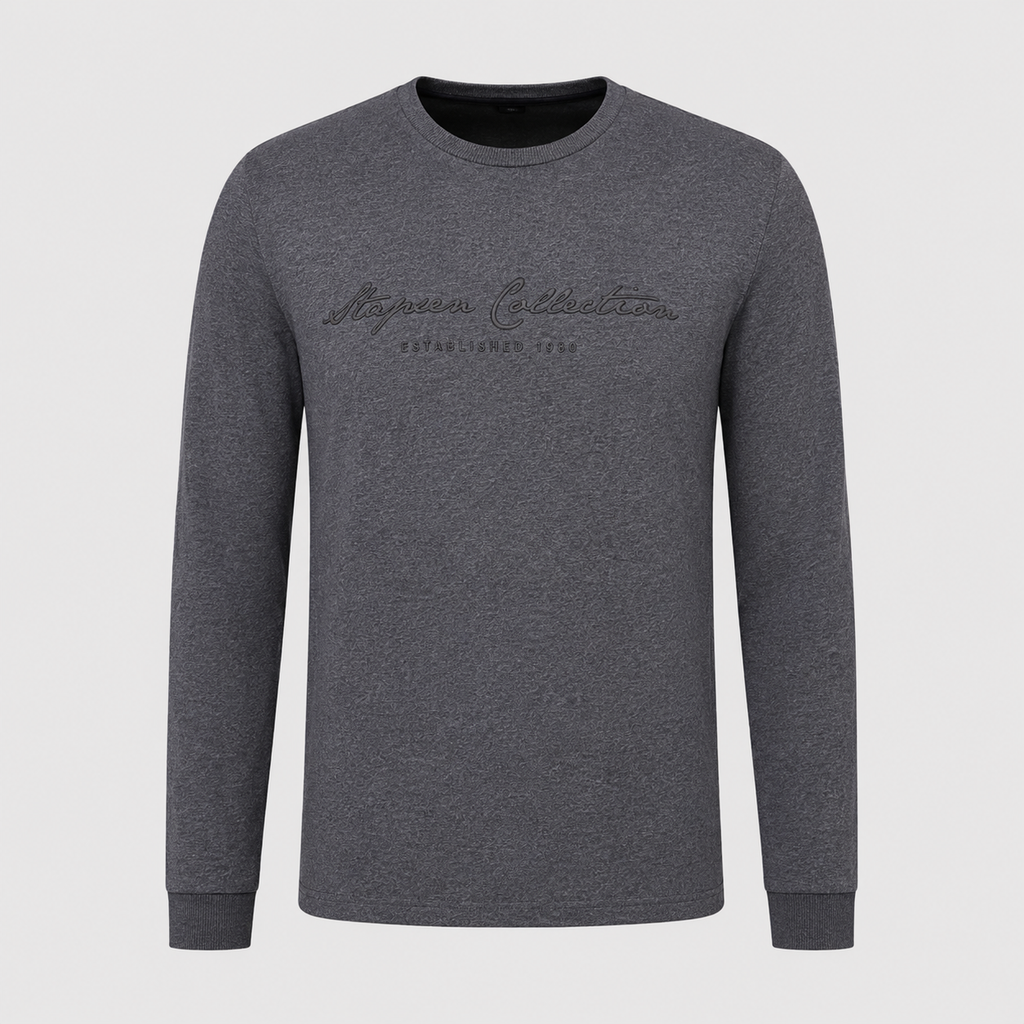 Men's 100% Cotton Letter Print Long Sleeve Tee