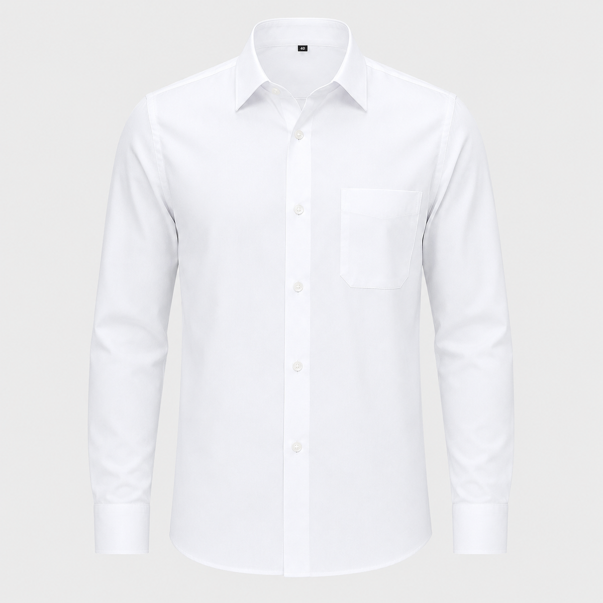 Men's 100% Cotton White Regular Fit Dress Shirt