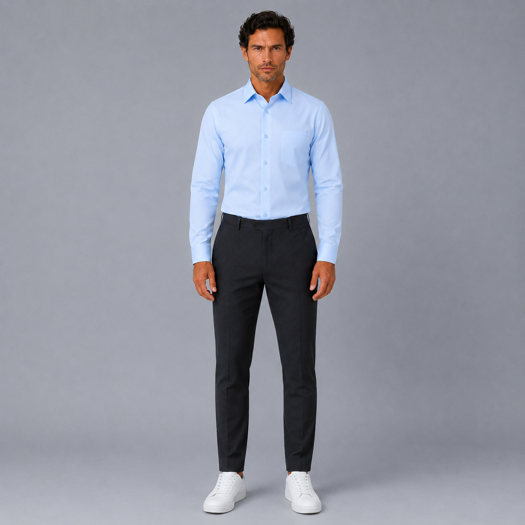 Men's 100% Cotton Blue Regular Fit Dress Shirt