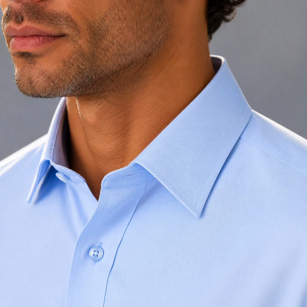 Men's 100% Cotton Blue Regular Fit Dress Shirt