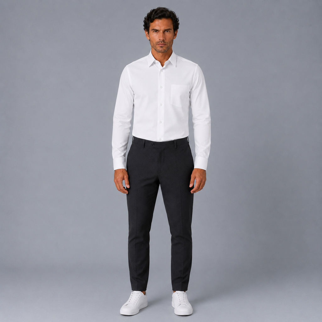 Men's 100% Cotton White Regular Dress Shirt