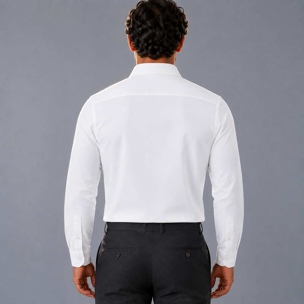 Men's 100% Cotton White Regular Dress Shirt