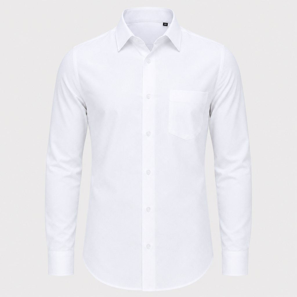 Men's 100% Cotton White Regular Dress Shirt