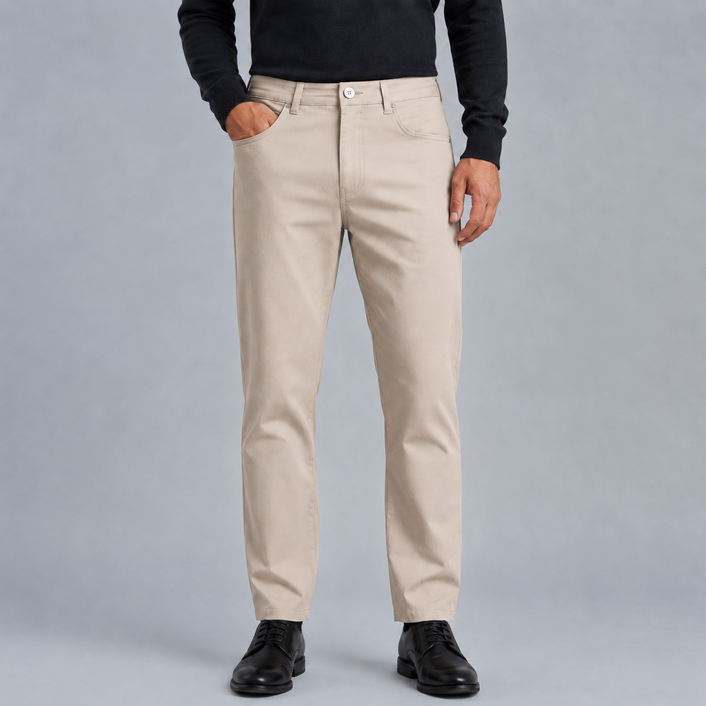 Men's Slim Fit Cotton Formal Zip Pocket Trousers