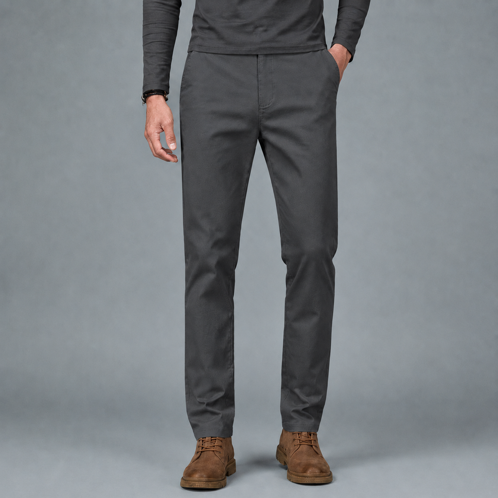 Men's Cotton Slim Straight Elastic Waist Trousers