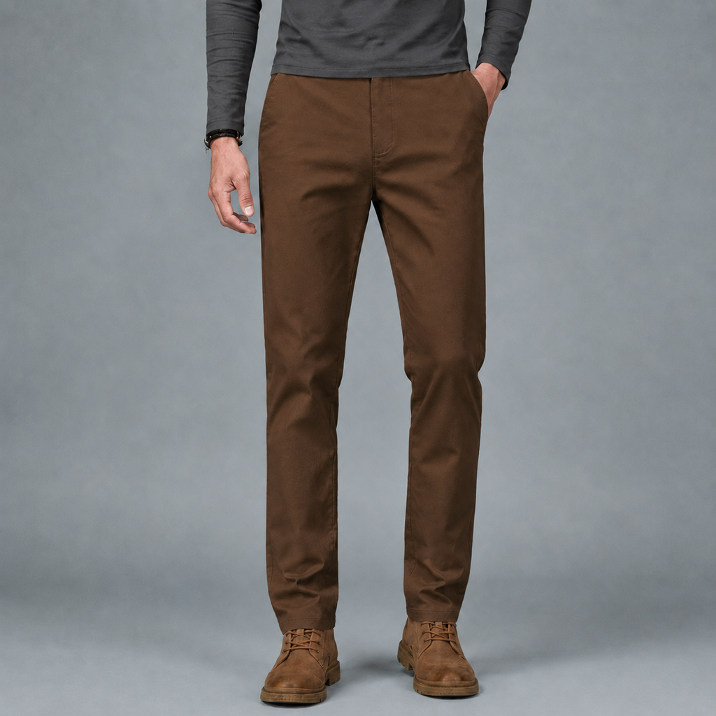 Men's Cotton Slim Straight Elastic Waist Trousers