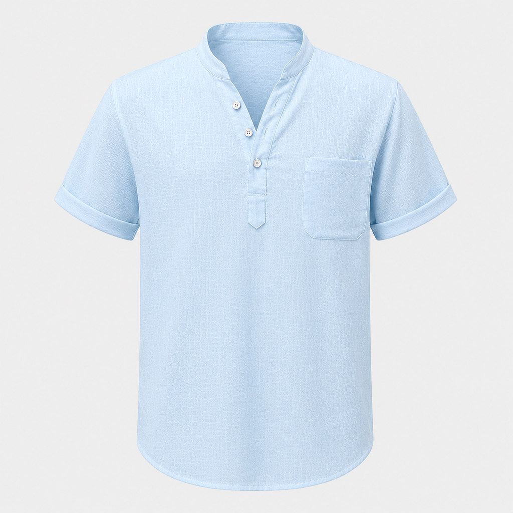 Men's Linen Stand Collar Shirt