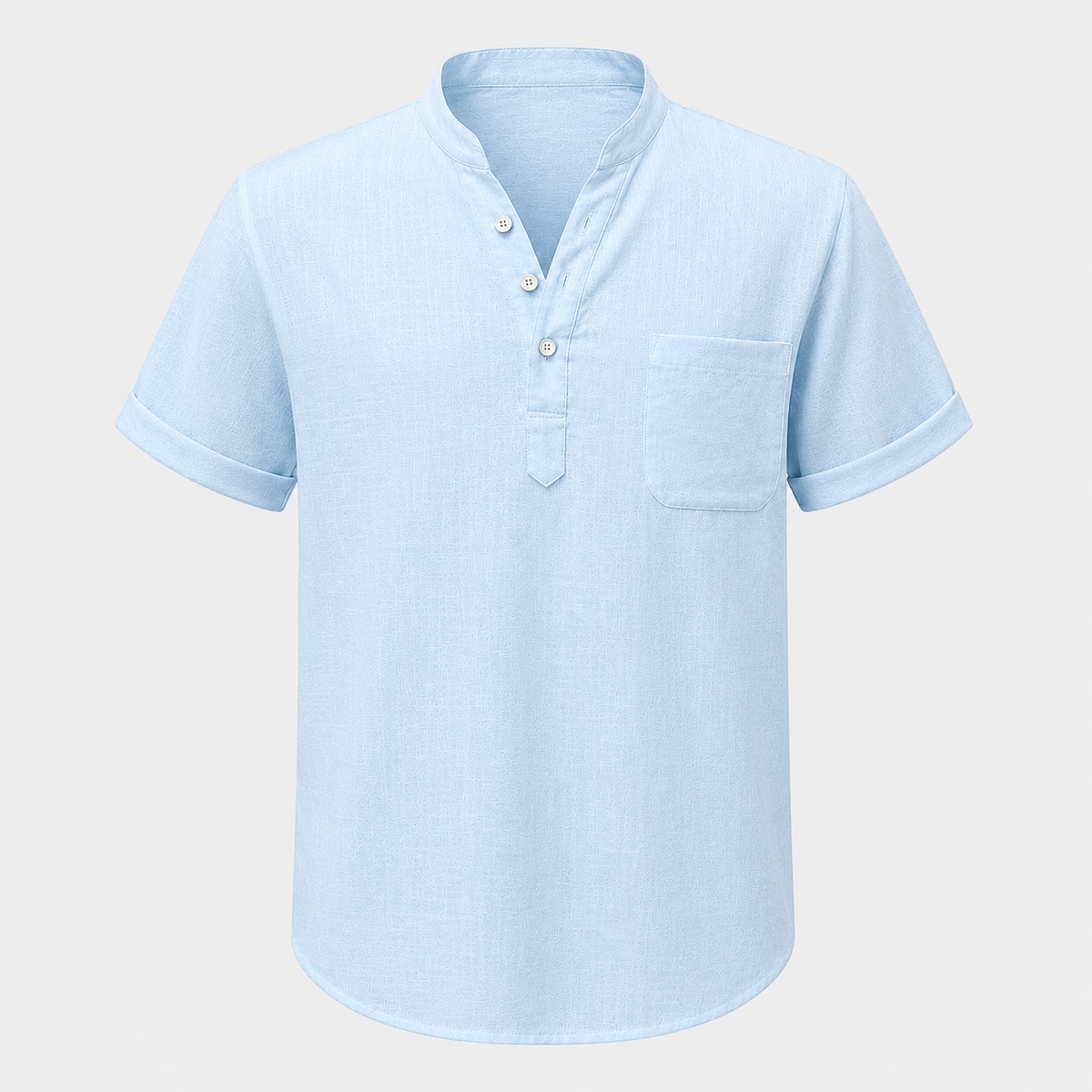 Men's Linen Stand Collar Shirt