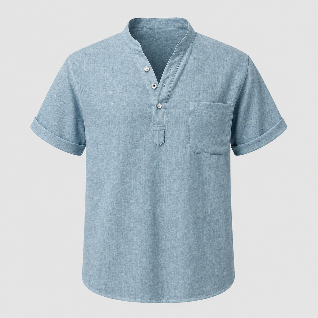 Men's Linen Stand Collar Shirt