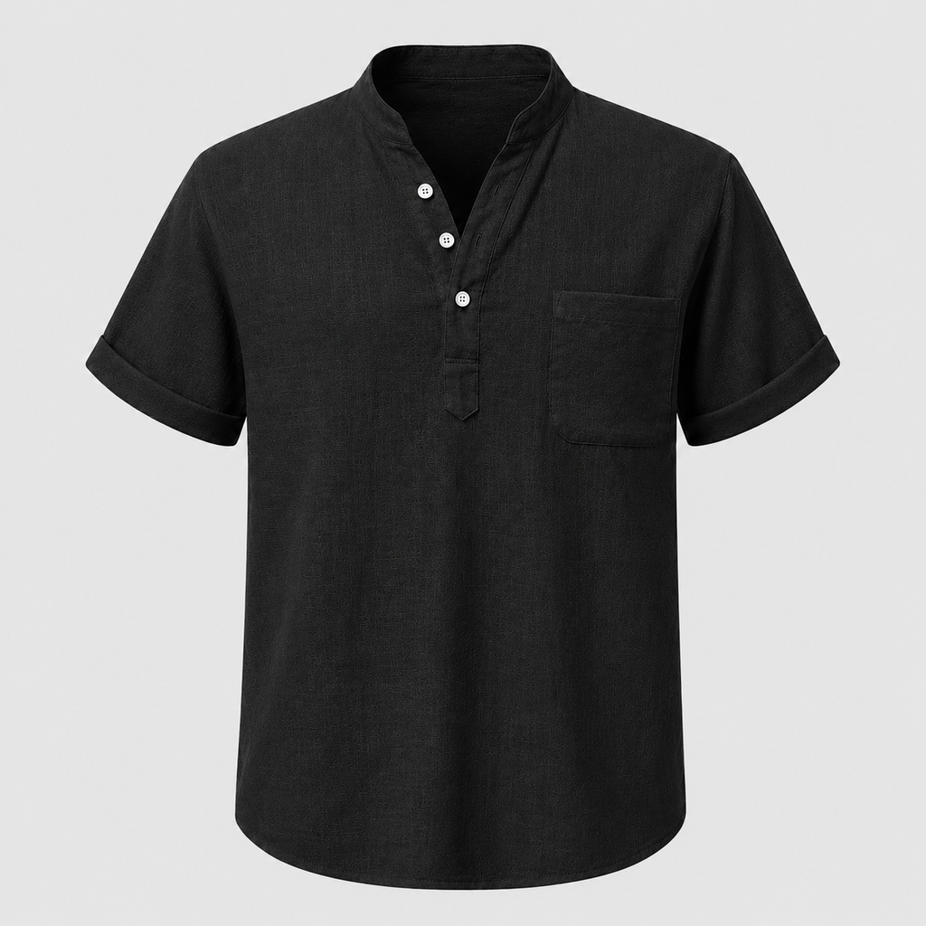 Men's Linen Stand Collar Shirt