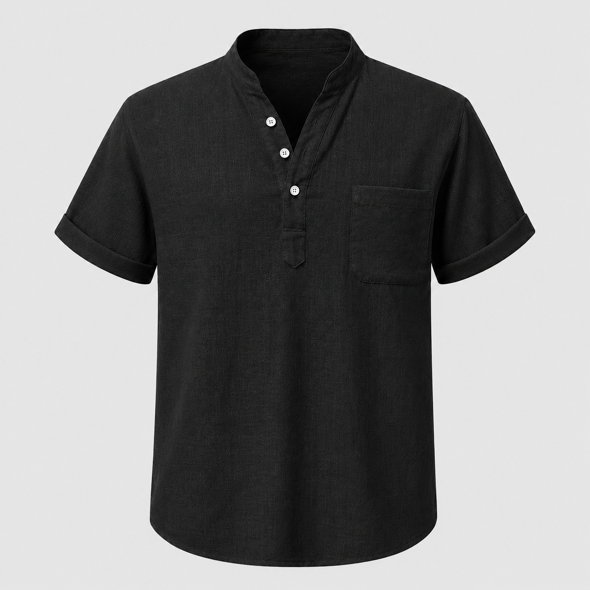 Men's Linen Stand Collar Shirt