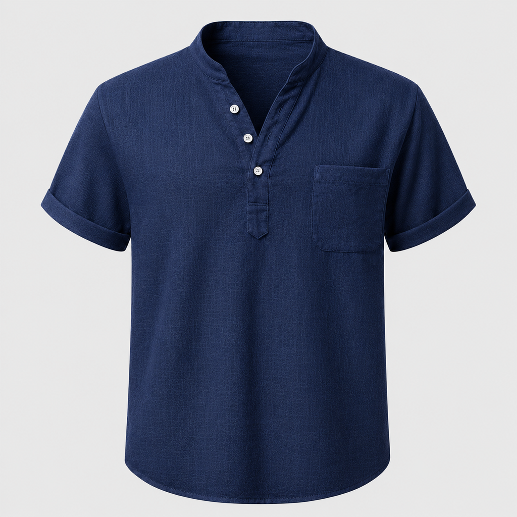 Men's Linen Stand Collar Shirt