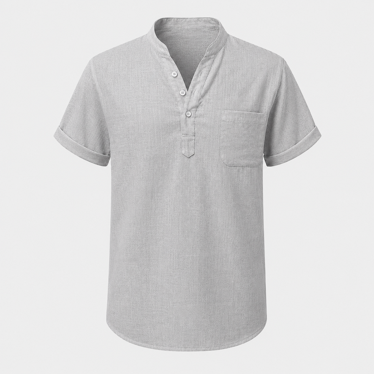 Men's Linen Stand Collar Shirt