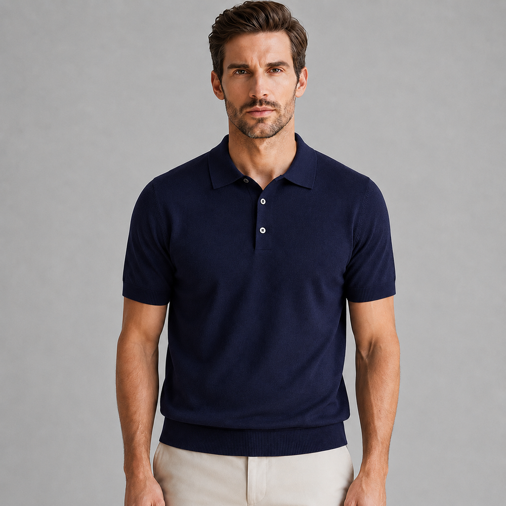 Men's Merino Knit Polo Shirt Relaxed Fit